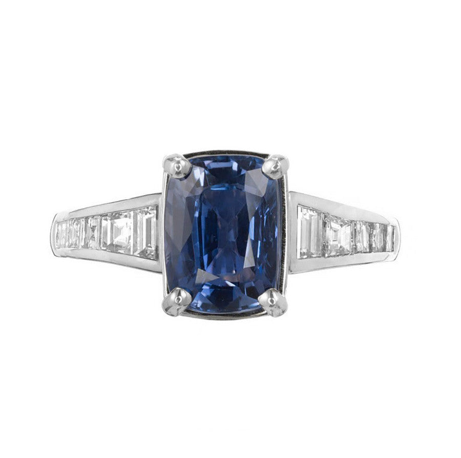 Sasha Primak 3.03 Carat Violet Blue Sapphire Diamond Platinum Engagement Ring – image 2