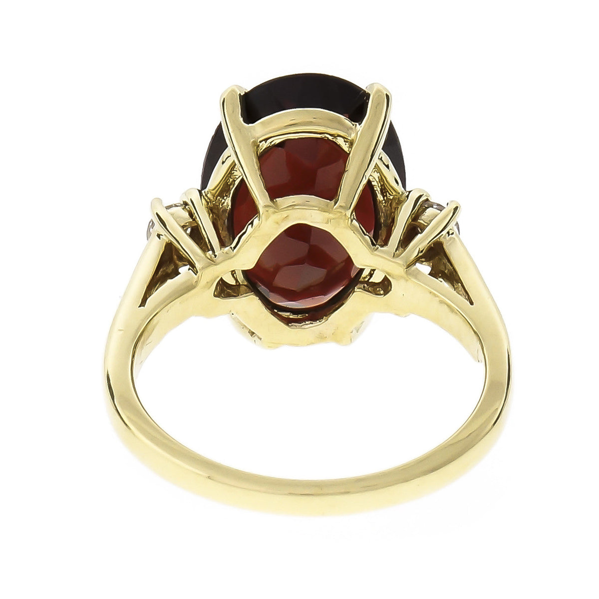 Estate 7.00ct Oval Garnet Ring 18k Gold Diamond – image 4