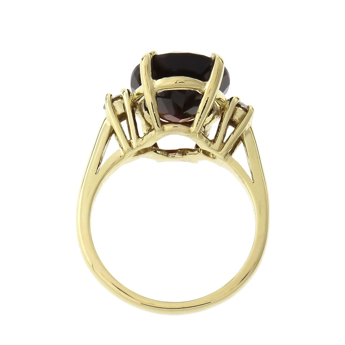 Estate 7.00ct Oval Garnet Ring 18k Gold Diamond – image 5