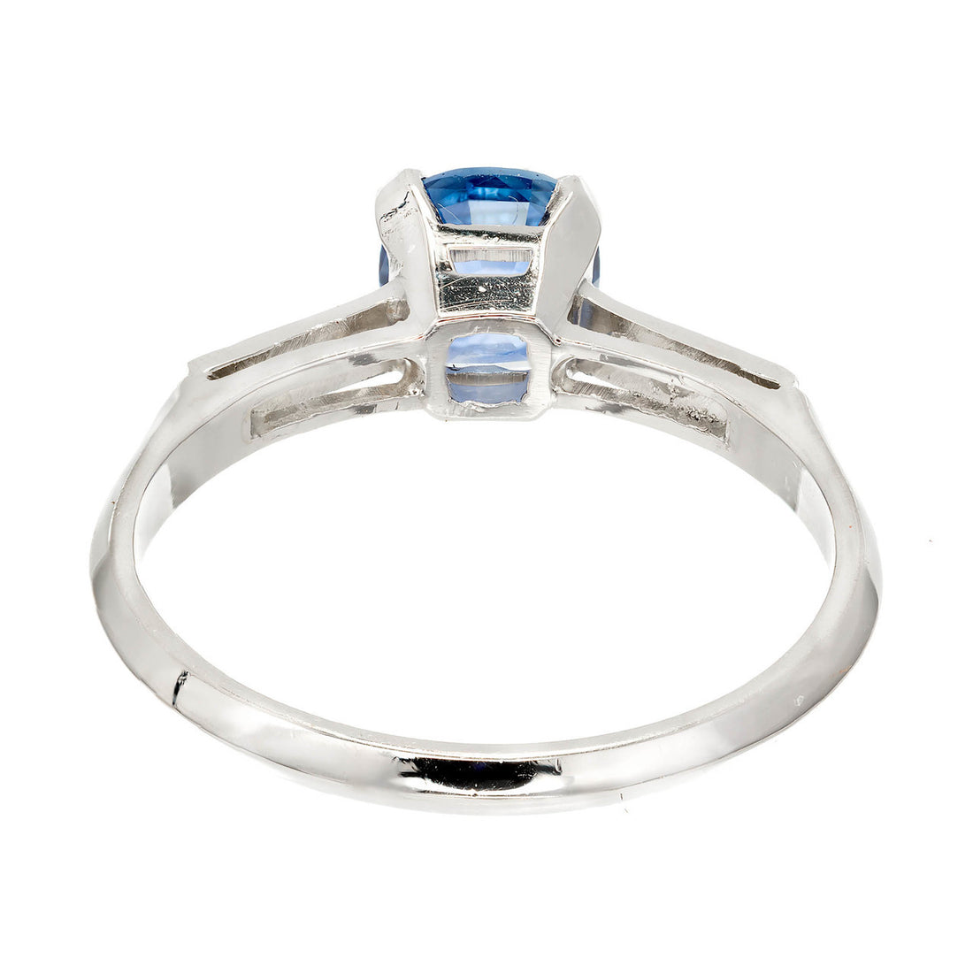 GIA Certified 1.03 Carat Blue Sapphire Diamond Platinum Engagement Ring – image 5