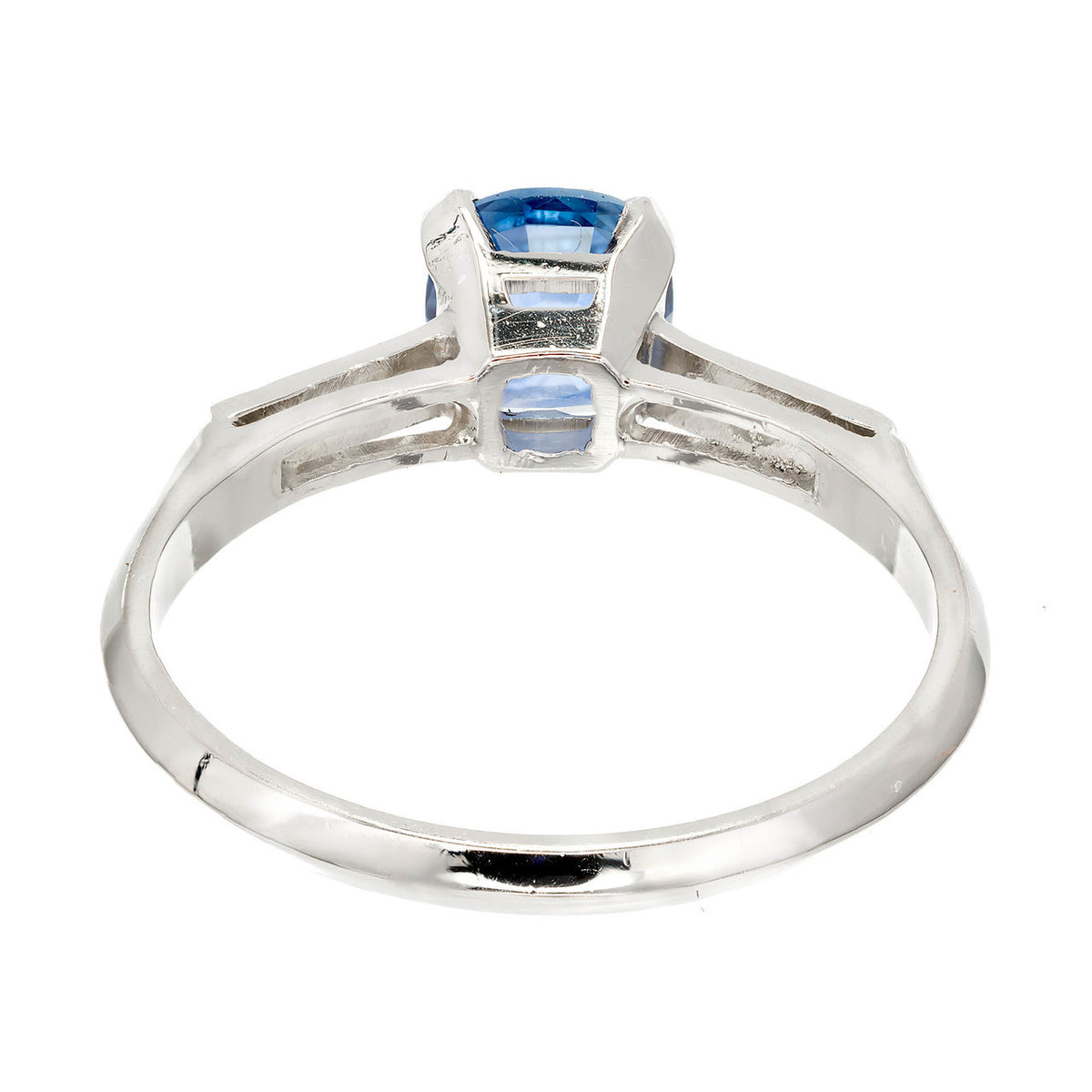 GIA Certified 1.03 Carat Blue Sapphire Diamond Platinum Engagement Ring – image 5