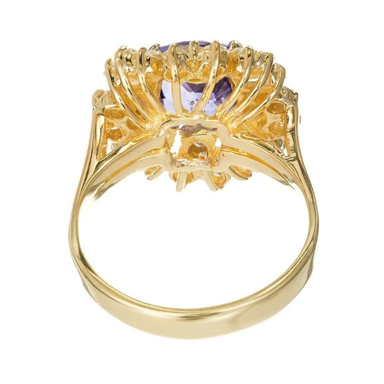 GIA 3.45 Carat Cushion Sapphire Diamond Halo Color Change Gold Engagement Ring – image 6