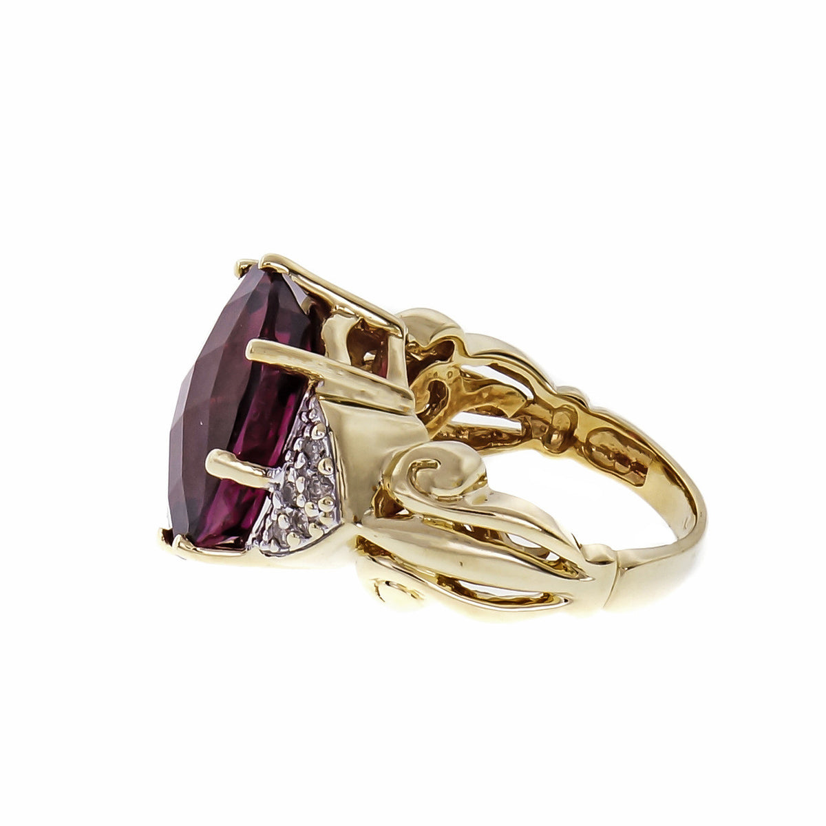Faceted Oval Pink Tourmaline Ring 18k Gold Diamond 6.00ct – image 3