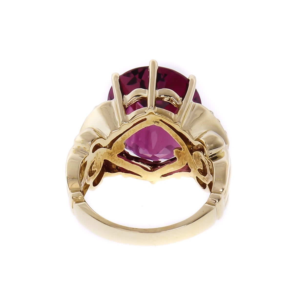 Faceted Oval Pink Tourmaline Ring 18k Gold Diamond 6.00ct – image 4