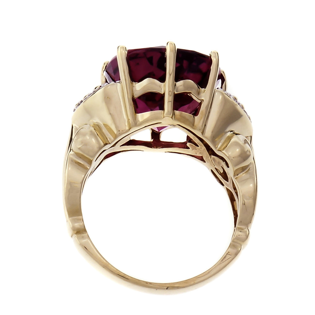 Faceted Oval Pink Tourmaline Ring 18k Gold Diamond 6.00ct – image 5