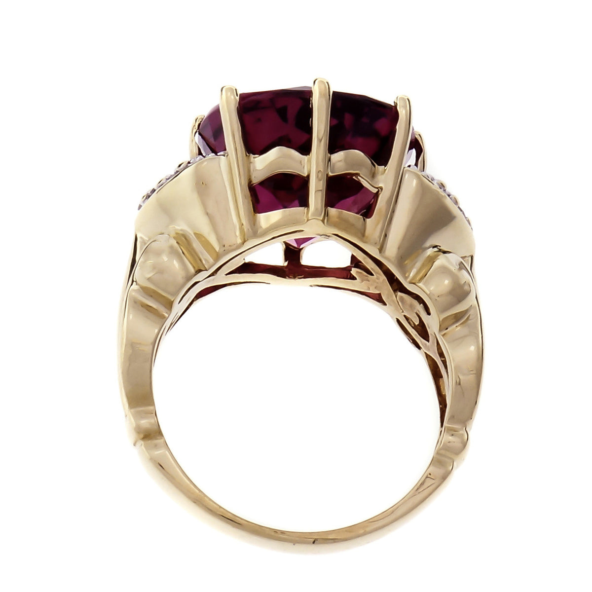 Faceted Oval Pink Tourmaline Ring 18k Gold Diamond 6.00ct – image 5