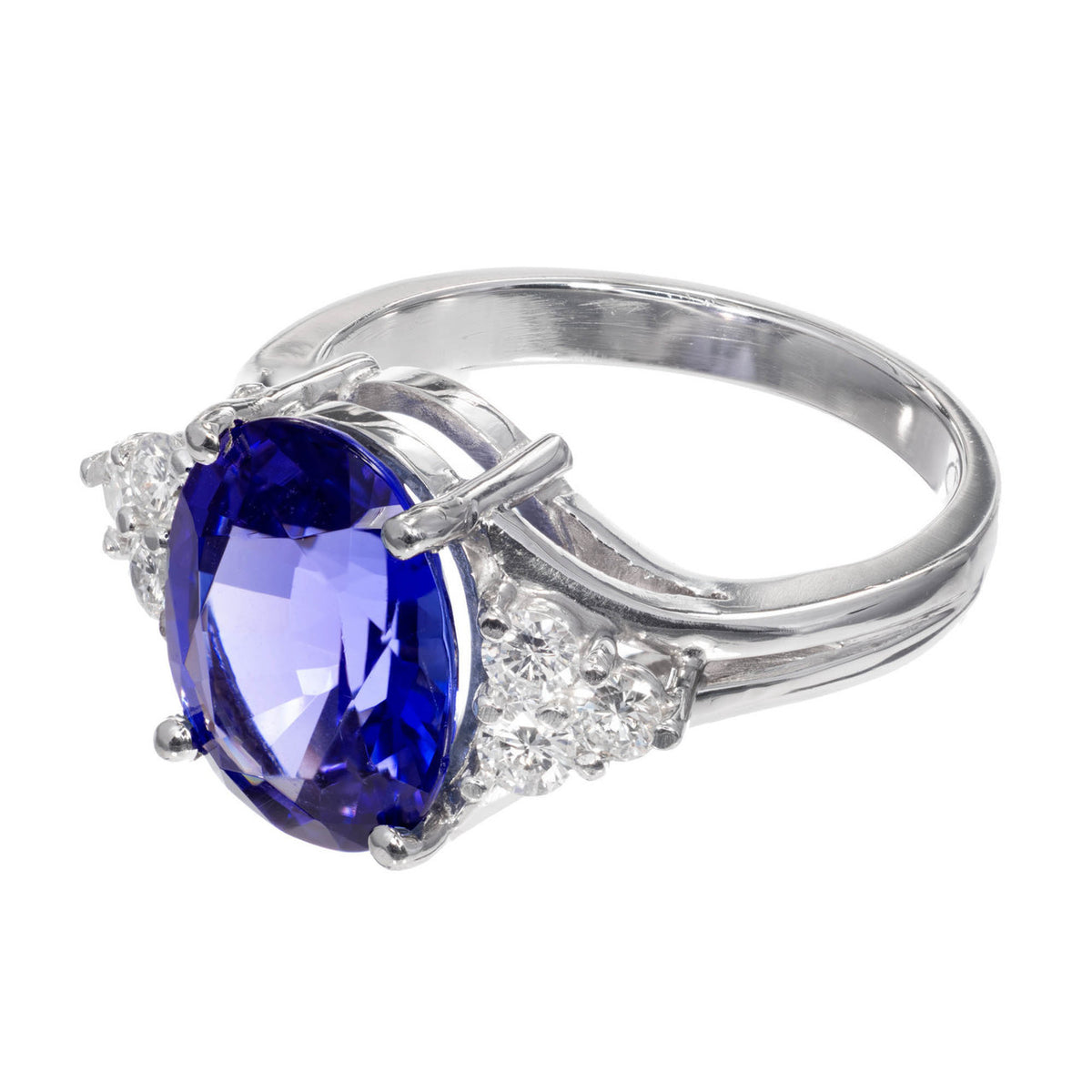 Oval Bright Purplish-Blue Tanzanite Ring 3.00ct Platinum Diamond – image 2