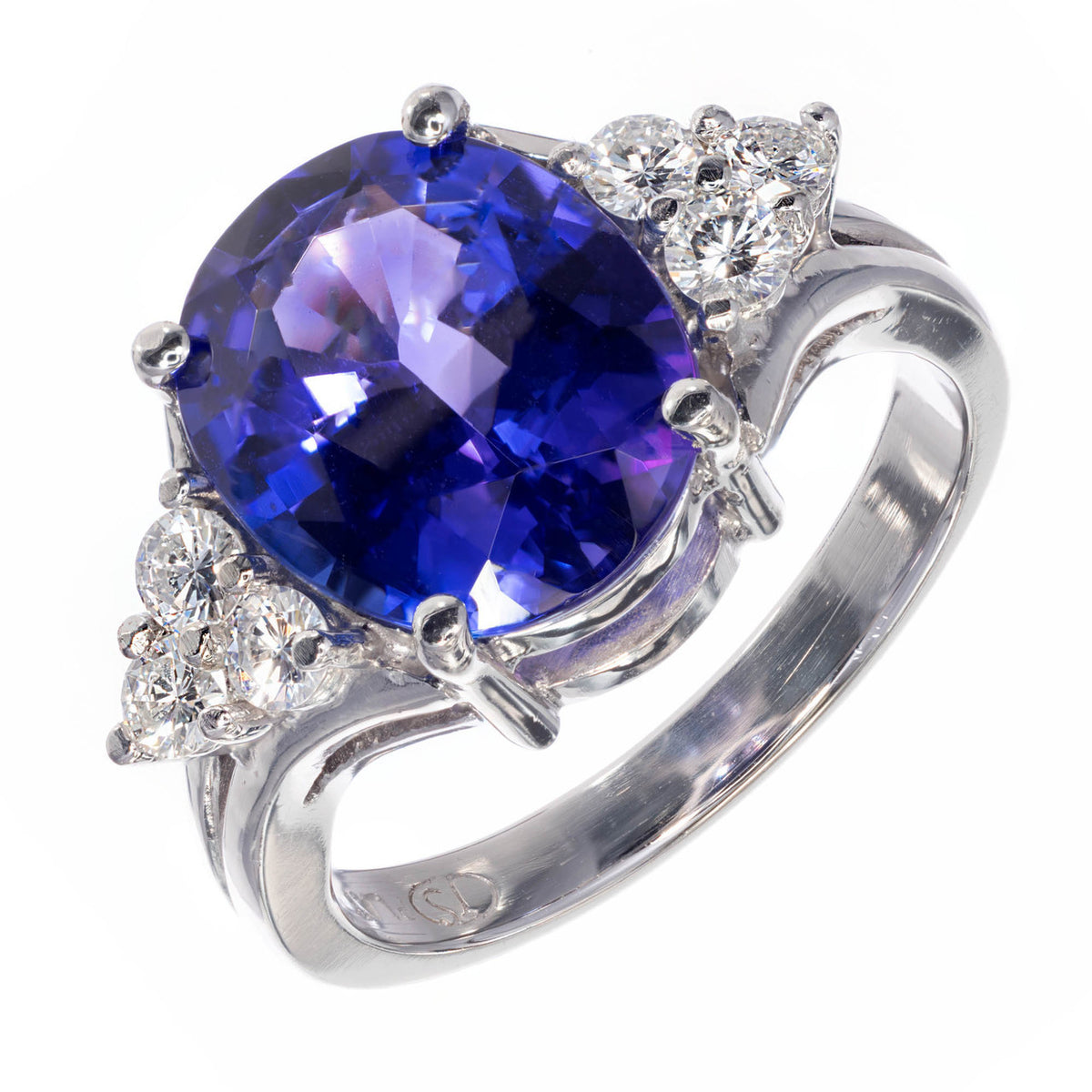 Oval Bright Purplish-Blue Tanzanite Ring 3.00ct Platinum Diamond – image 6