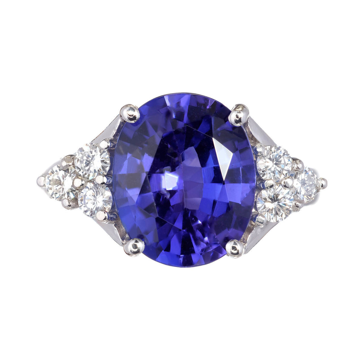 Oval Bright Purplish-Blue Tanzanite Ring 3.00ct Platinum Diamond