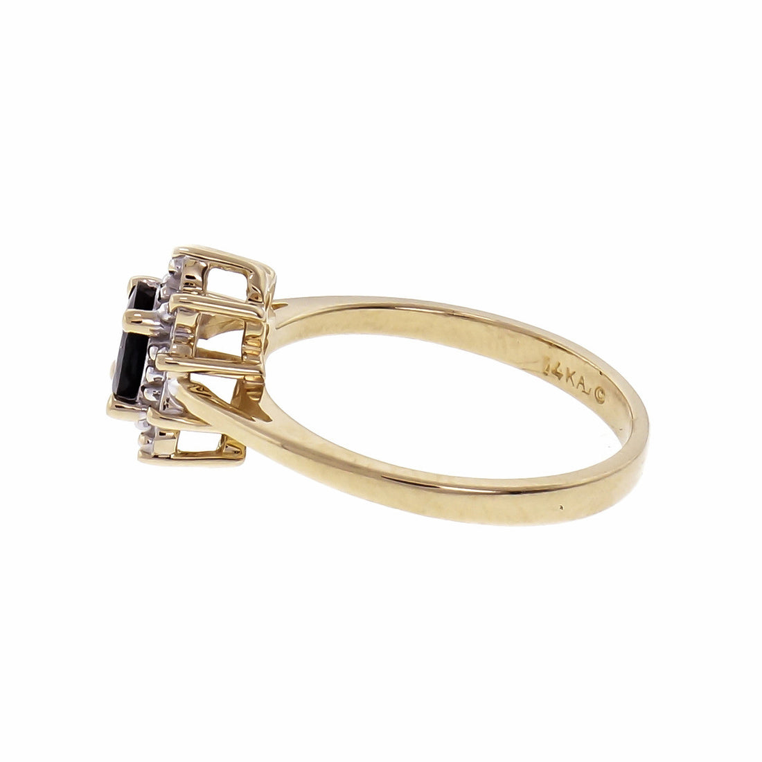 Oval Sapphire Diamond Cluster Ring 14k Gold – image 3