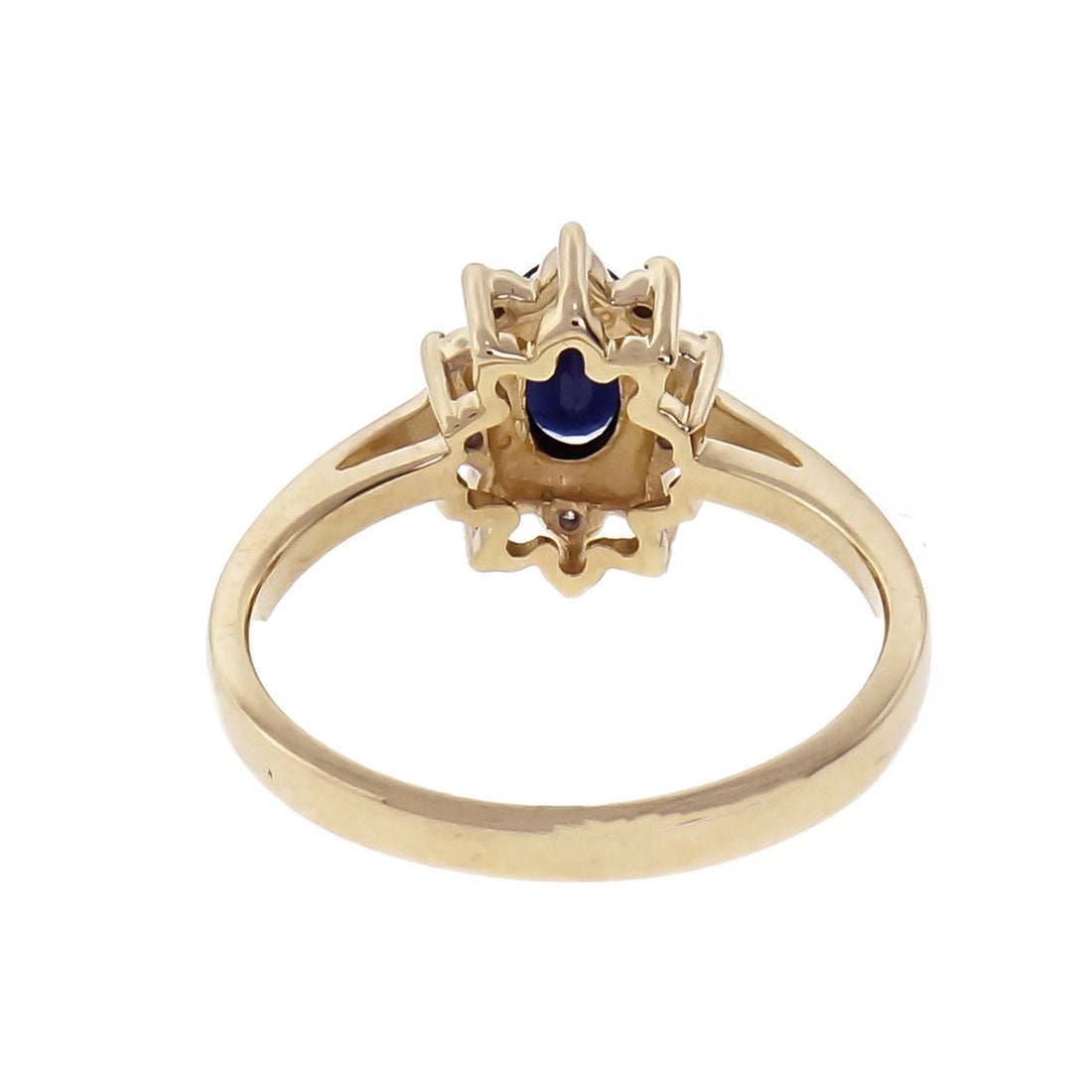 Oval Sapphire Diamond Cluster Ring 14k Gold – image 4