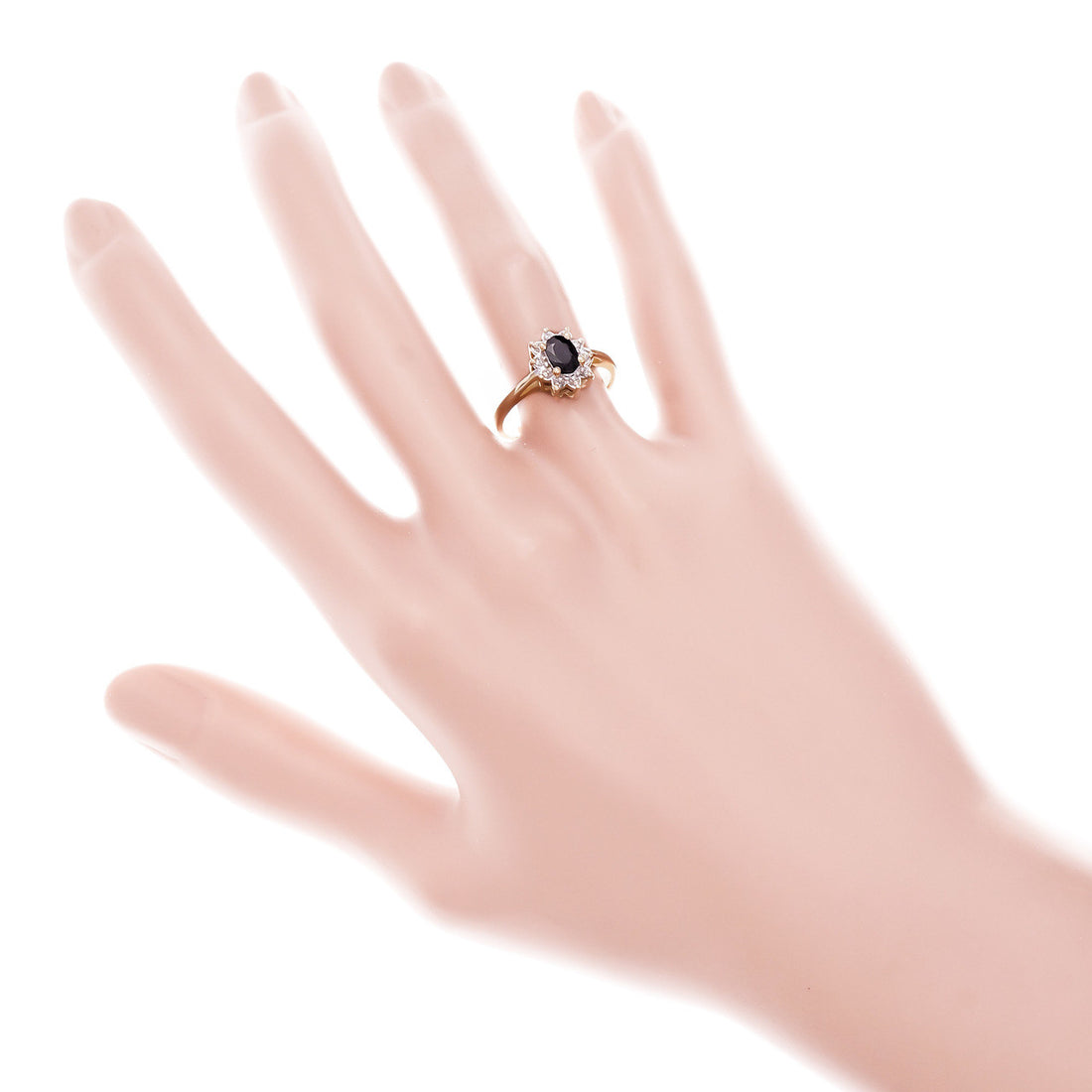 Oval Sapphire Diamond Cluster Ring 14k Gold – image 6