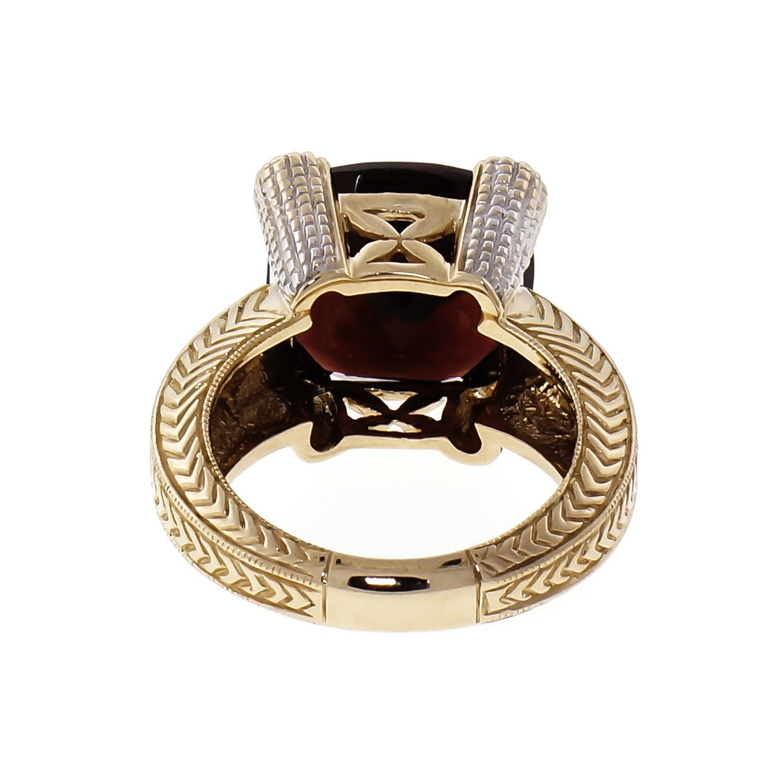 9.00ct Garnet Diamond 2-Tone 14k Gold Cocktail Ring – image 4