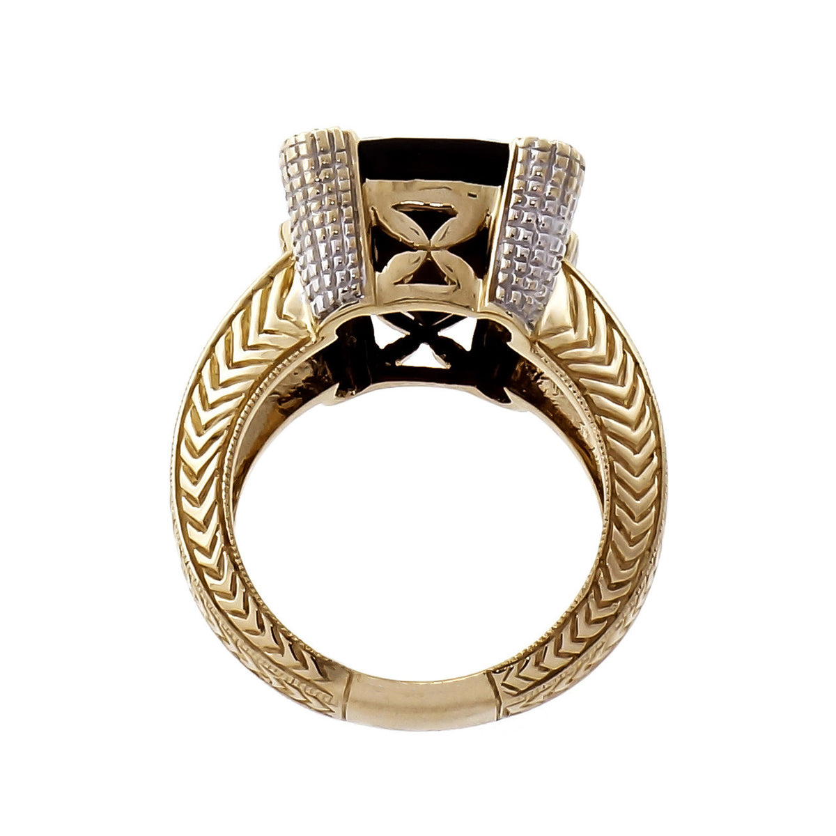 9.00ct Garnet Diamond 2-Tone 14k Gold Cocktail Ring – image 5