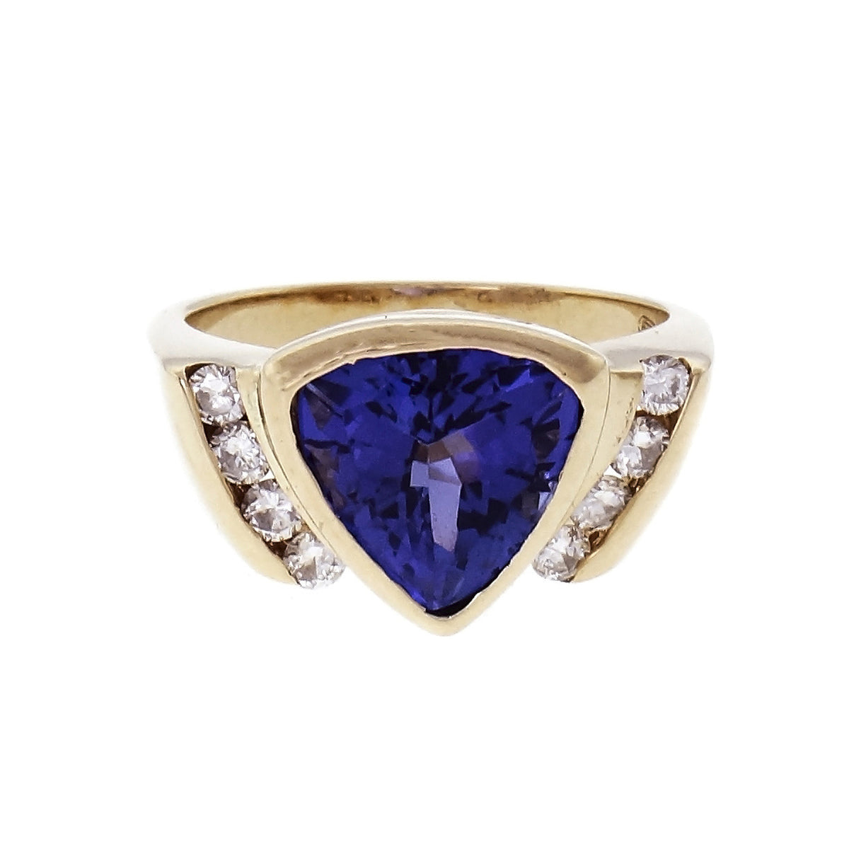 2.31ct Tanzanite Diamond Yellow Gold Cocktail Ring – image 2