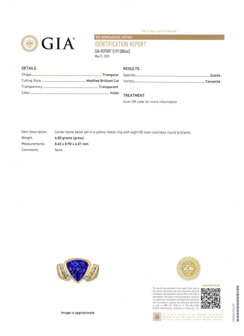 2.31ct Tanzanite Diamond Yellow Gold Cocktail Ring – image 8