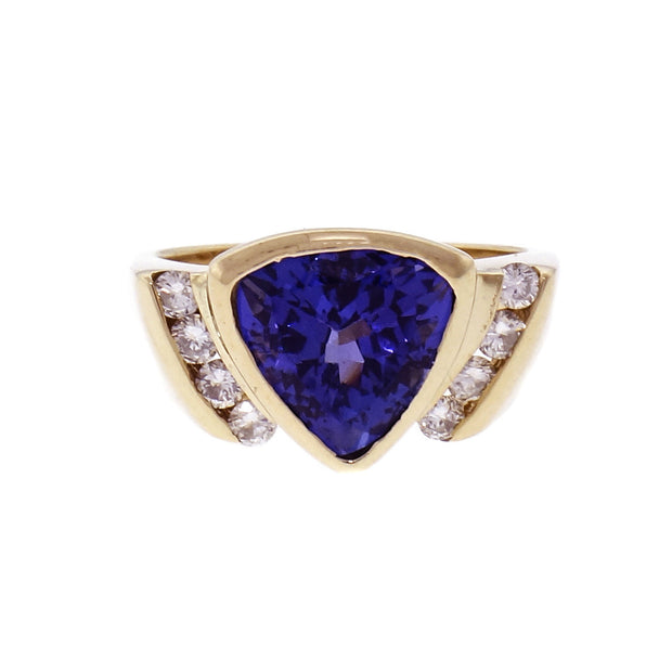 2.31ct Tanzanite Diamond Yellow Gold Cocktail Ring