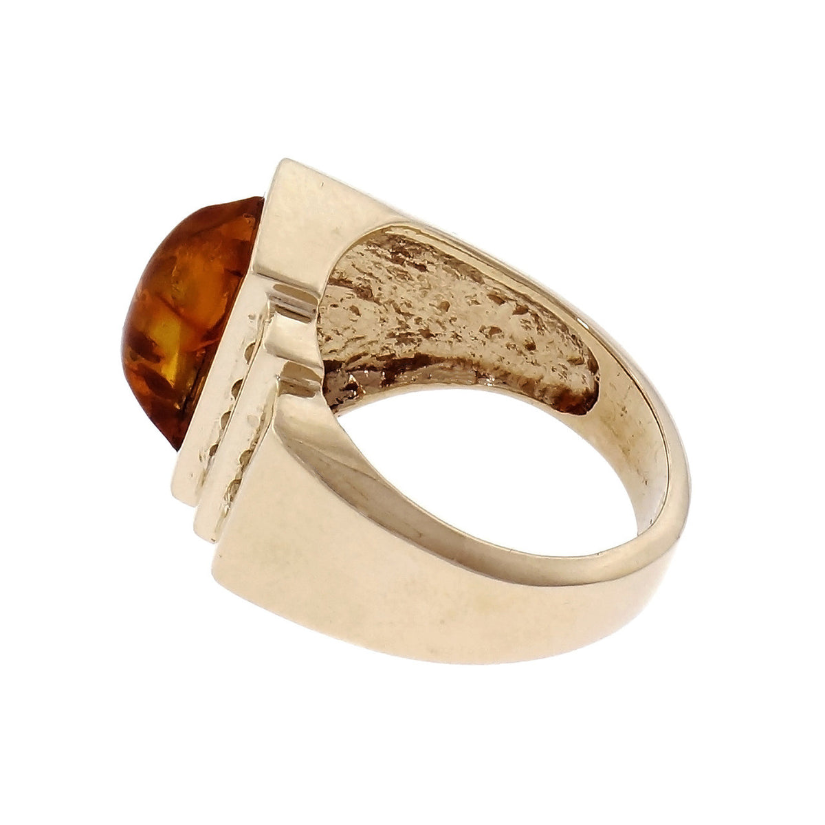 14k Yellow Gold Amber & Diamond Ring – image 3