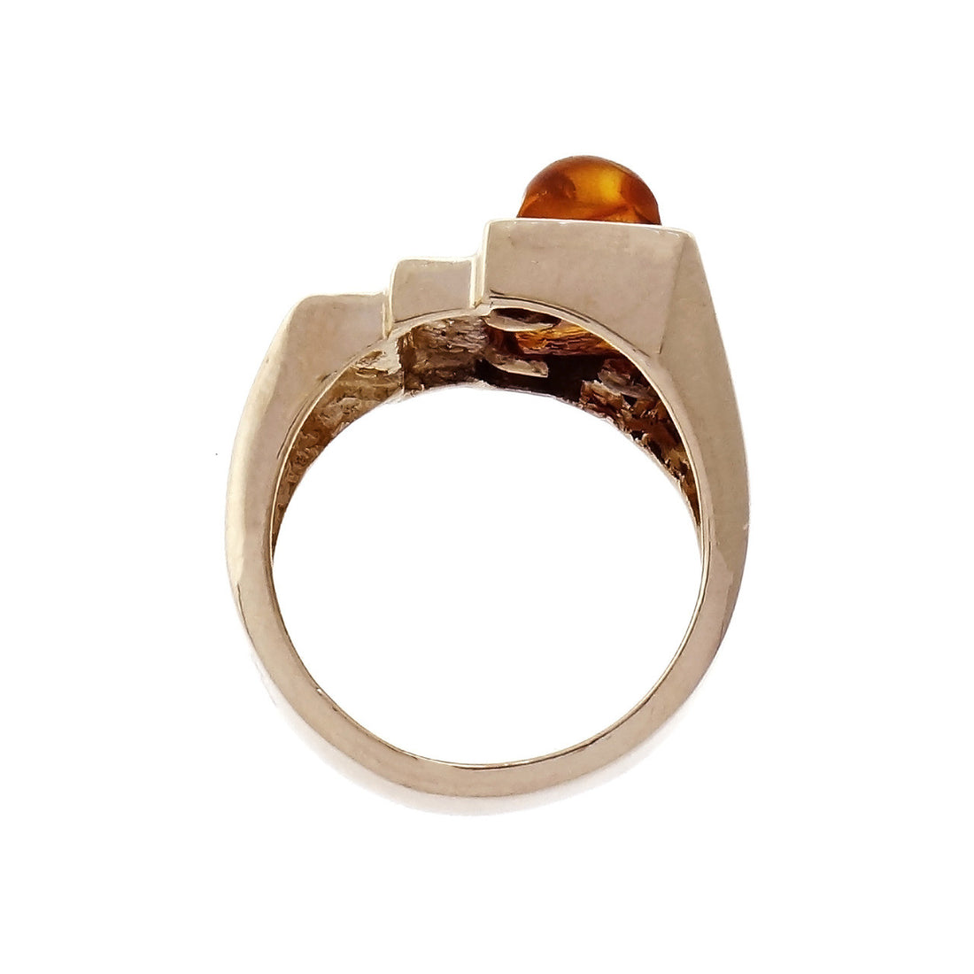 14k Yellow Gold Amber & Diamond Ring – image 5