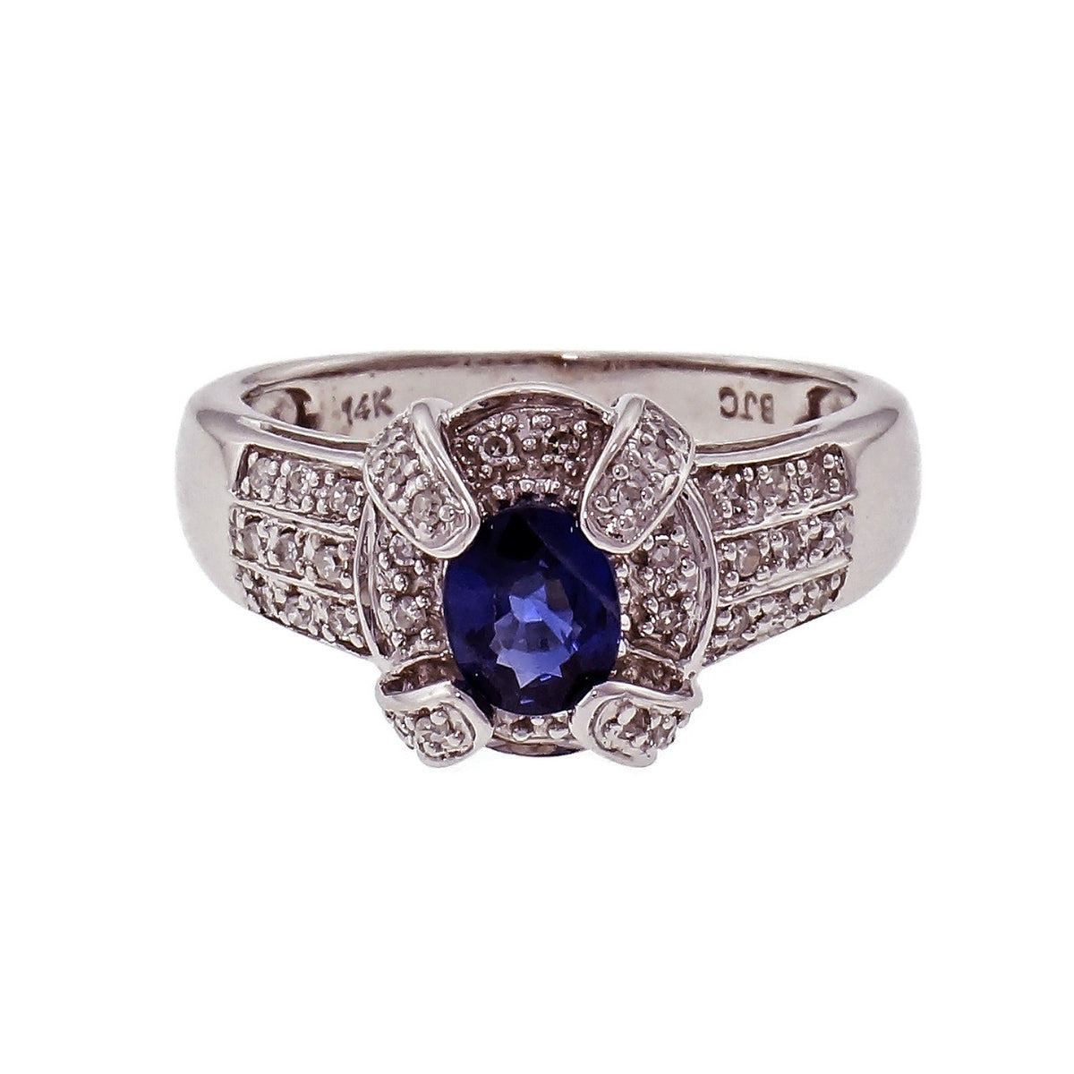 Sapphire & Diamond Ring 14k White Gold