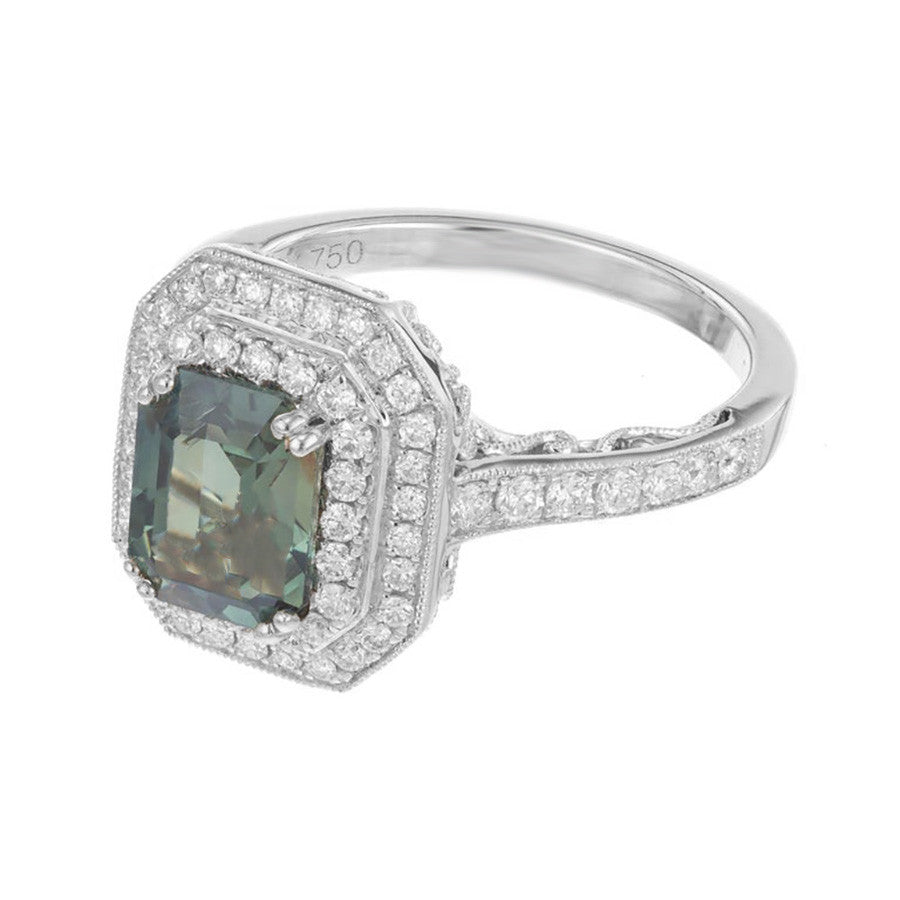 OLD LISTING Peter Suchy GIA Certified 2.45 Carat Sapphire Diamond Gold Engagement Ring – image 4