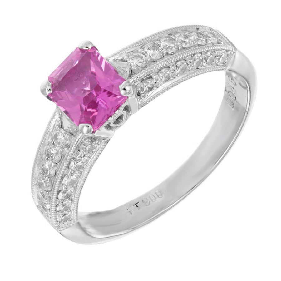 Peter Suchy .93ct Pink Sapphire Octagonal Engagement Ring, Platinum