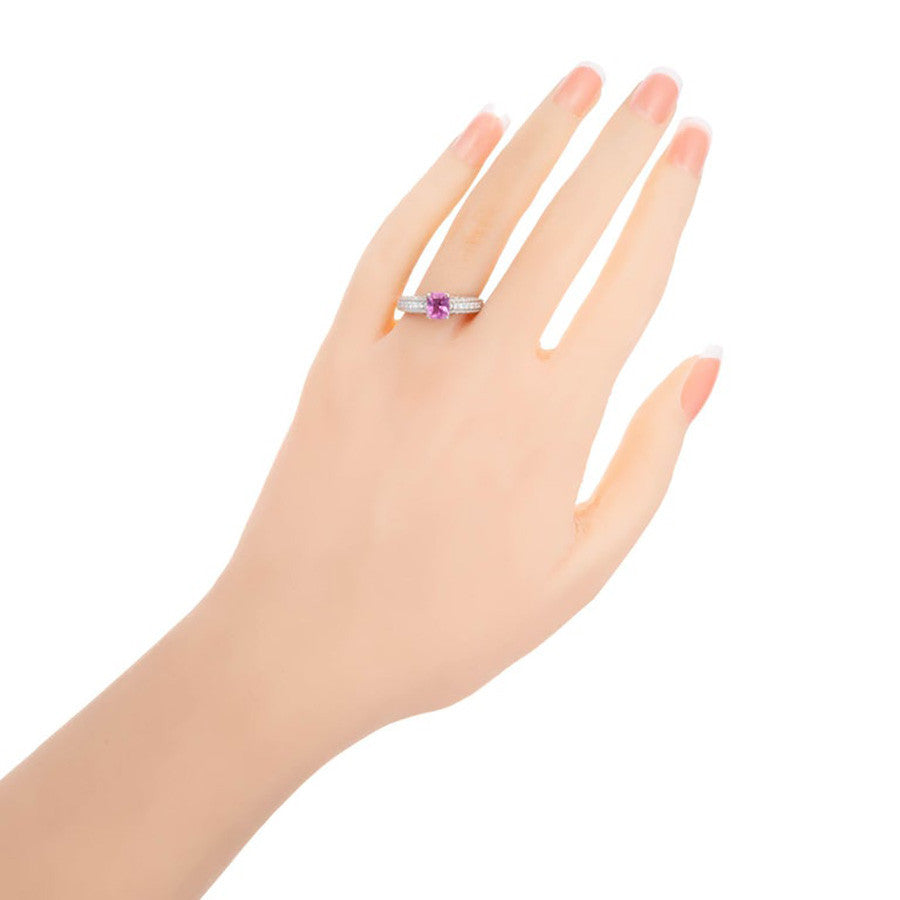 Peter Suchy .93ct Pink Sapphire Octagonal Engagement Ring, Platinum – image 4