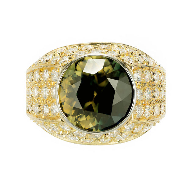 Peter Suchy GIA Certified 8.25 Carat Sapphire Diamond Gold Cocktail Ring