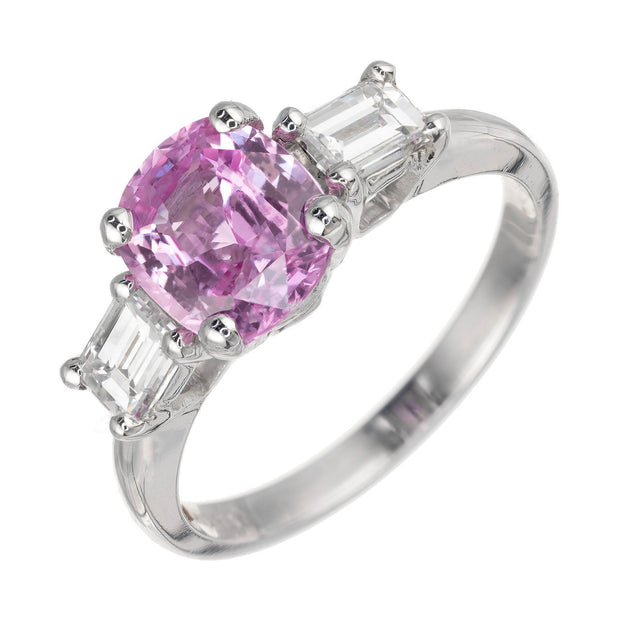 Peter Suchy 1.79 Carat Pink Sapphire Diamond Platinum Engagement Ring
