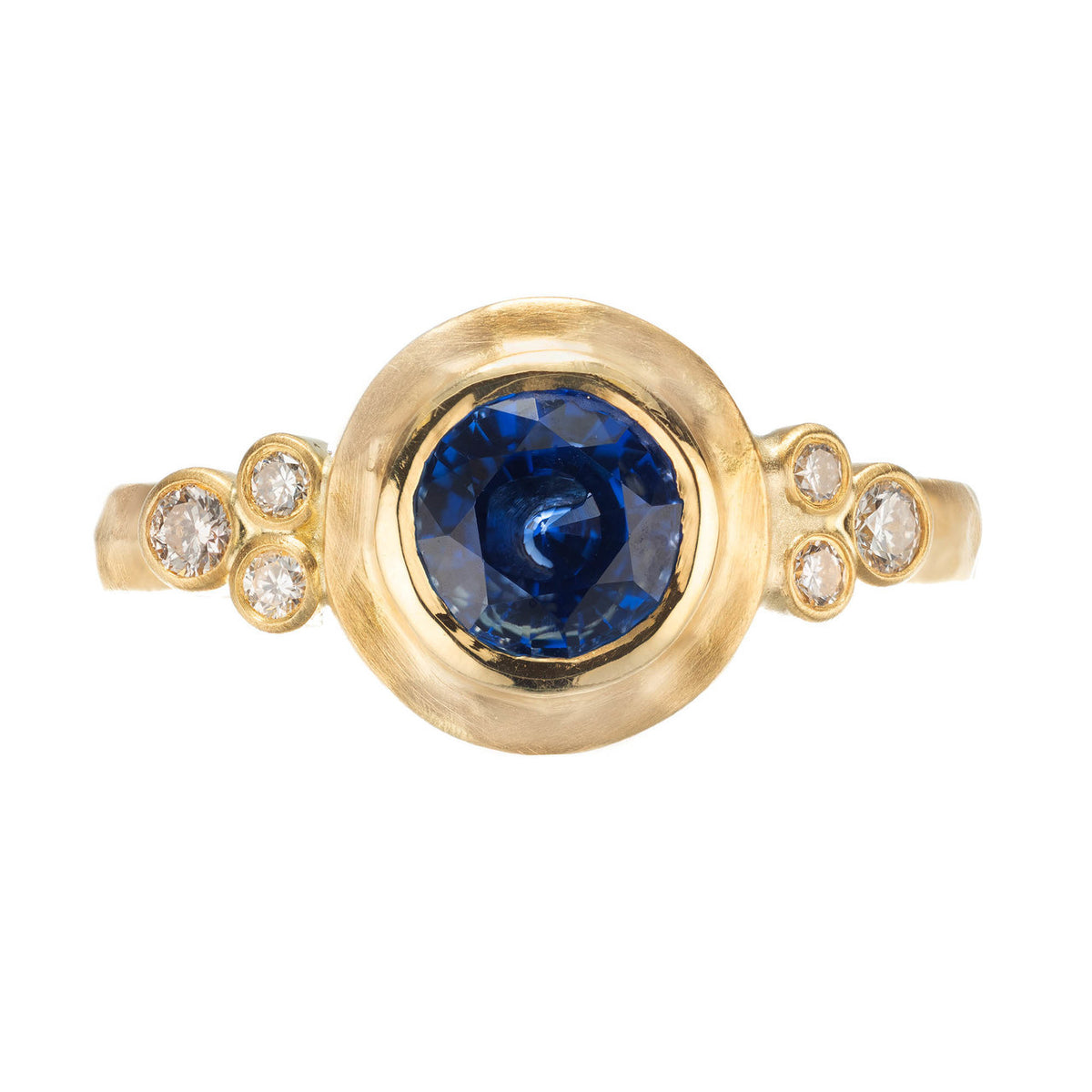 Peter Suchy GIA Certified .93 Carat Sapphire Diamond Yellow Gold Engagement Ring – image 2