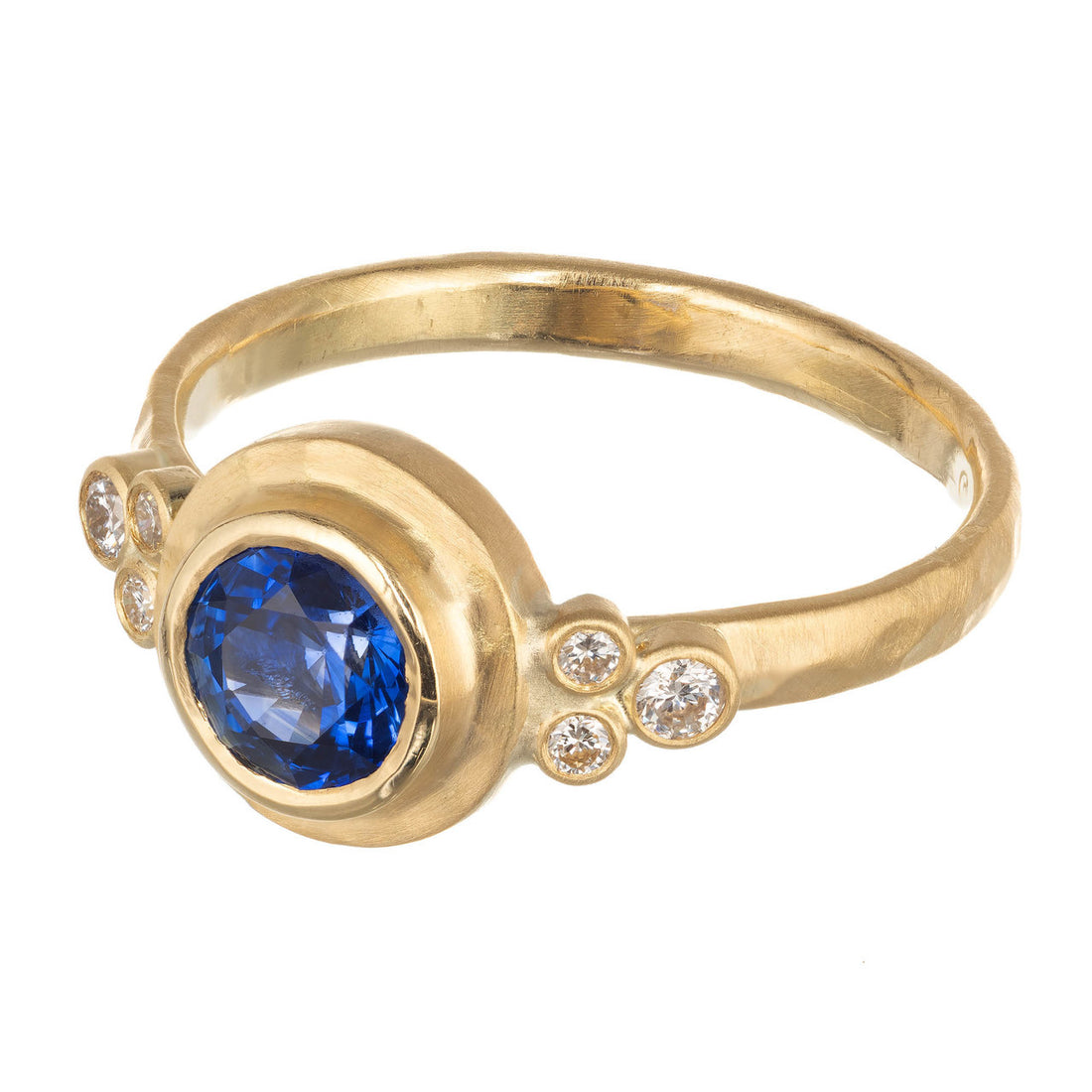 Peter Suchy GIA Certified .93 Carat Sapphire Diamond Yellow Gold Engagement Ring – image 4
