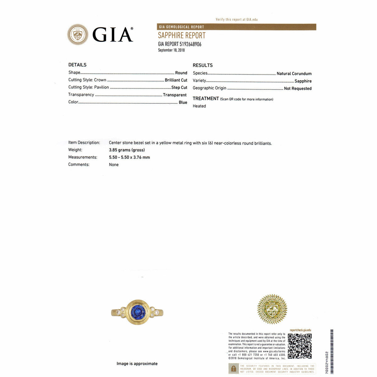 Peter Suchy GIA Certified .93 Carat Sapphire Diamond Yellow Gold Engagement Ring – image 3