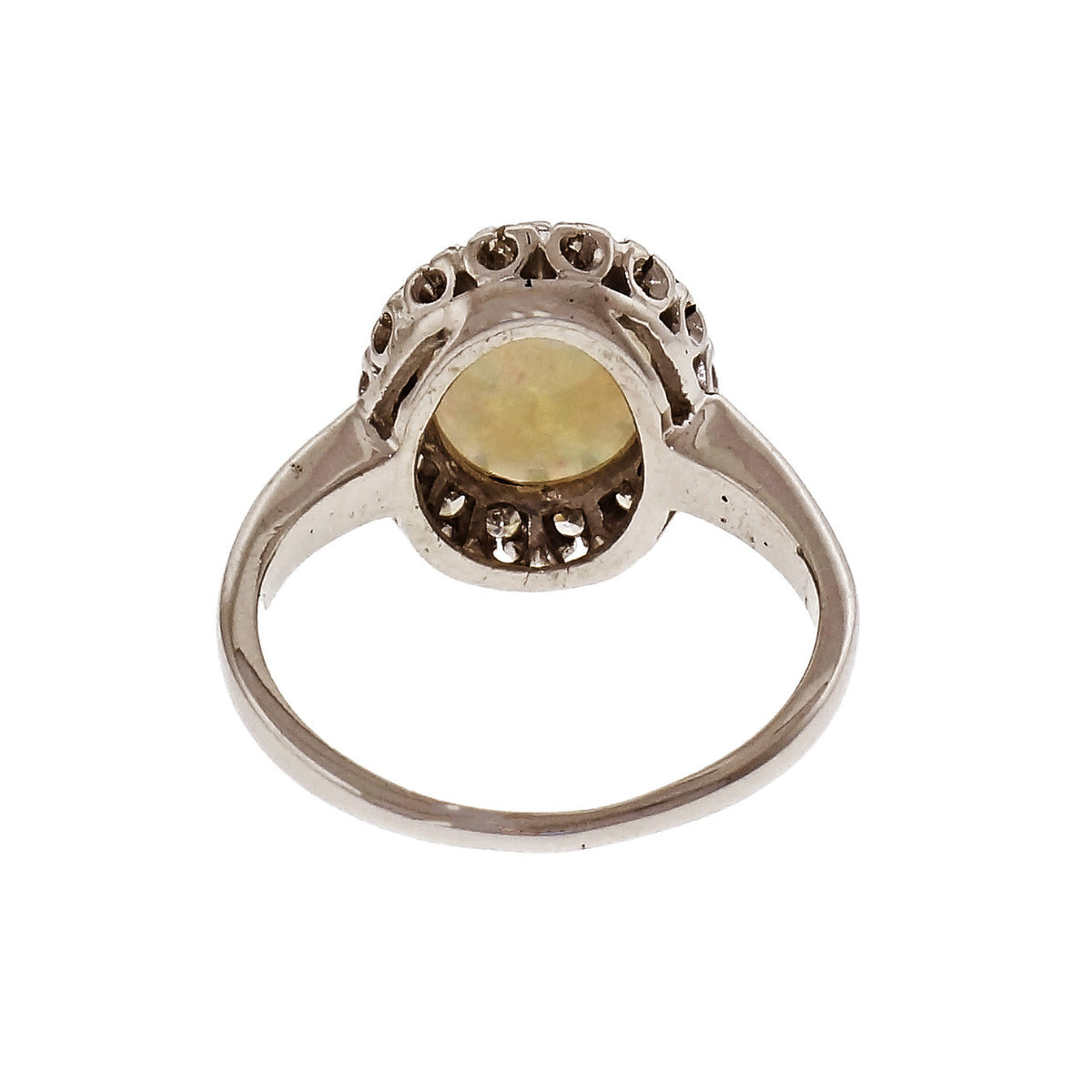 Fine Oval Opal Diamond Halo Ring 14k White Gold – image 4