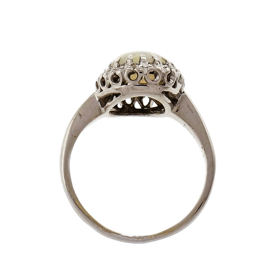 Fine Oval Opal Diamond Halo Ring 14k White Gold – image 5