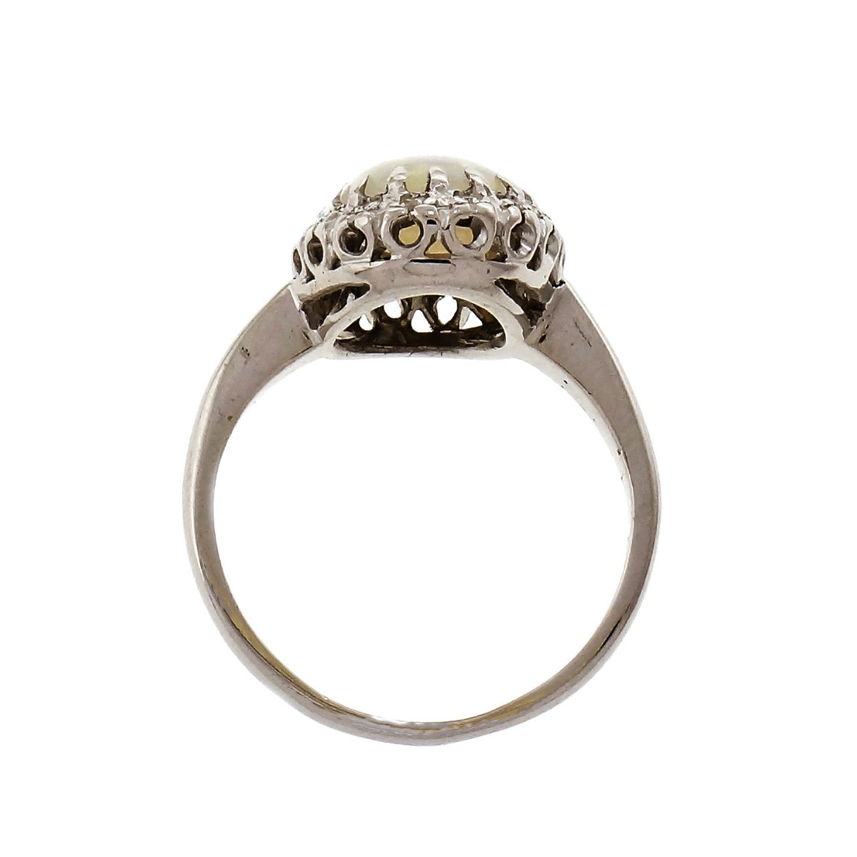 Fine Oval Opal Diamond Halo Ring 14k White Gold – image 5