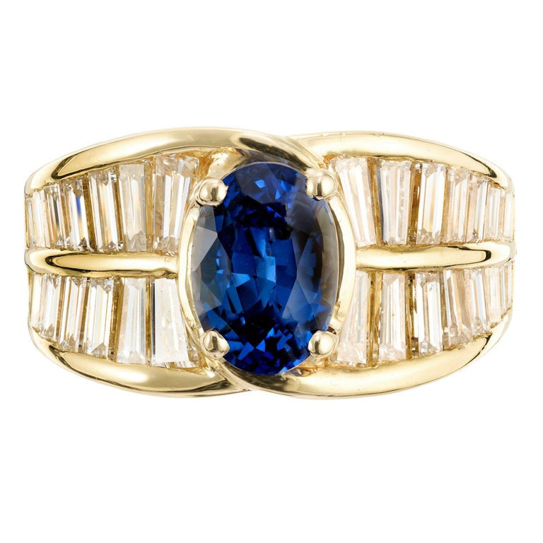 Peter Suchy GIA Certified 2.49 Carat Sapphire Diamond Yellow Gold Cocktail Ring
