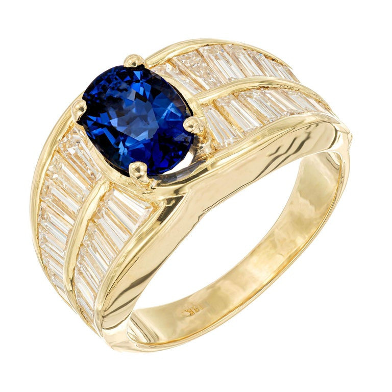Peter Suchy GIA Certified 2.49 Carat Sapphire Diamond Yellow Gold Cocktail Ring – image 2