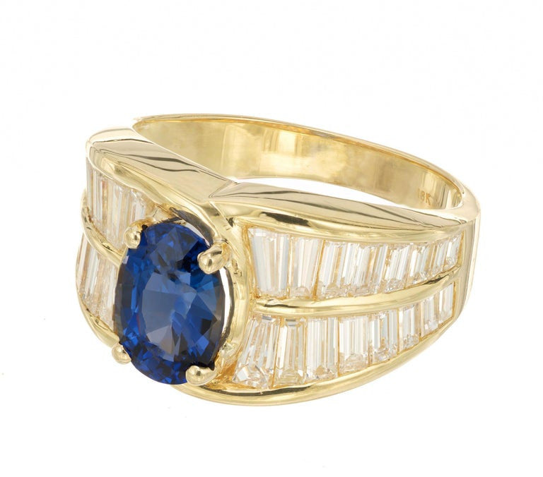 Peter Suchy GIA Certified 2.49 Carat Sapphire Diamond Yellow Gold Cocktail Ring – image 4