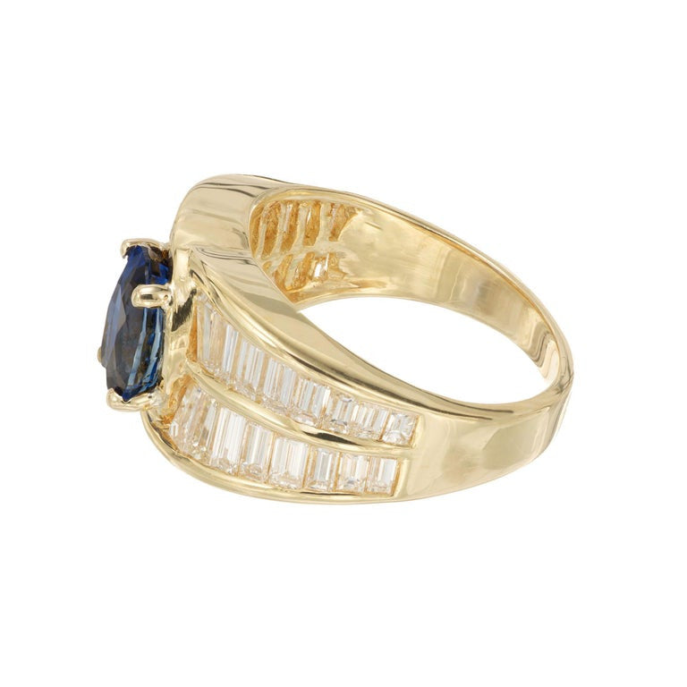 Peter Suchy GIA Certified 2.49 Carat Sapphire Diamond Yellow Gold Cocktail Ring – image 5