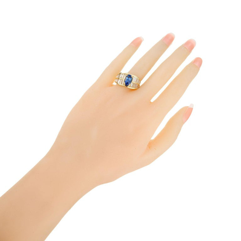 Peter Suchy GIA Certified 2.49 Carat Sapphire Diamond Yellow Gold Cocktail Ring – image 8