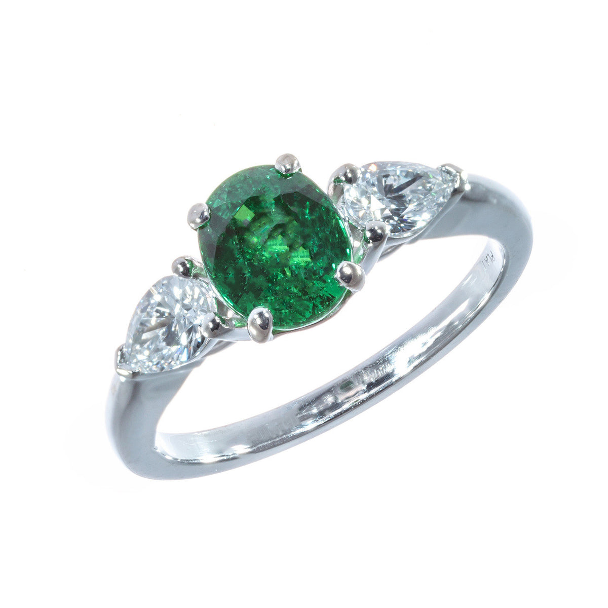 Peter Suchy 1.45 Carat Tsavorite Garnet Diamond Platinum Engagement Ring