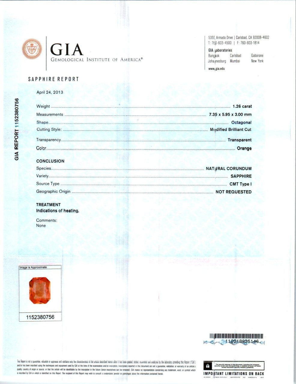 GIA Certified 1.26 Orange Sapphire Diamond Platinum Engagement Ring – image 9
