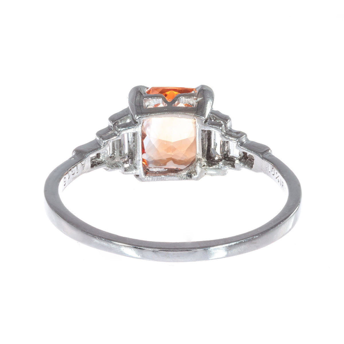 GIA Certified 1.26 Orange Sapphire Diamond Platinum Engagement Ring – image 8