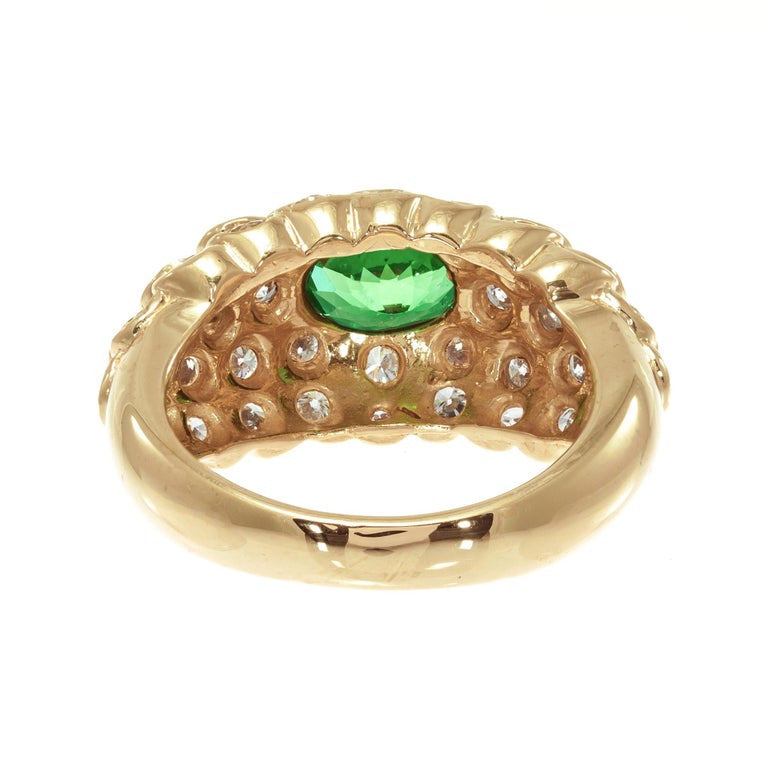 GIA Certified 1.17 Carat Tsavorite Garnet Diamond Cluster Cocktail Ring – image 5