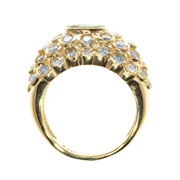 GIA Certified 1.17 Carat Tsavorite Garnet Diamond Cluster Cocktail Ring – image 7