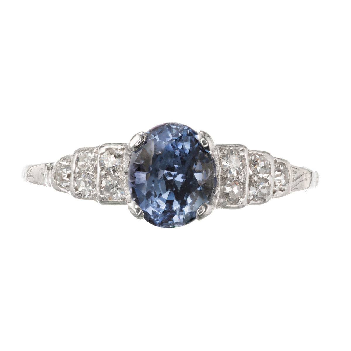 GIA Certified 1.15 Carat Oval Sapphire Diamond Platinum Engagement Ring – image 2