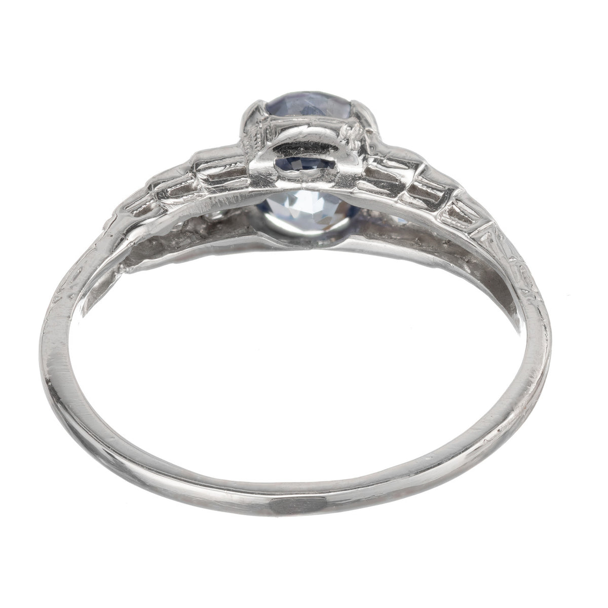 GIA Certified 1.15 Carat Oval Sapphire Diamond Platinum Engagement Ring – image 5