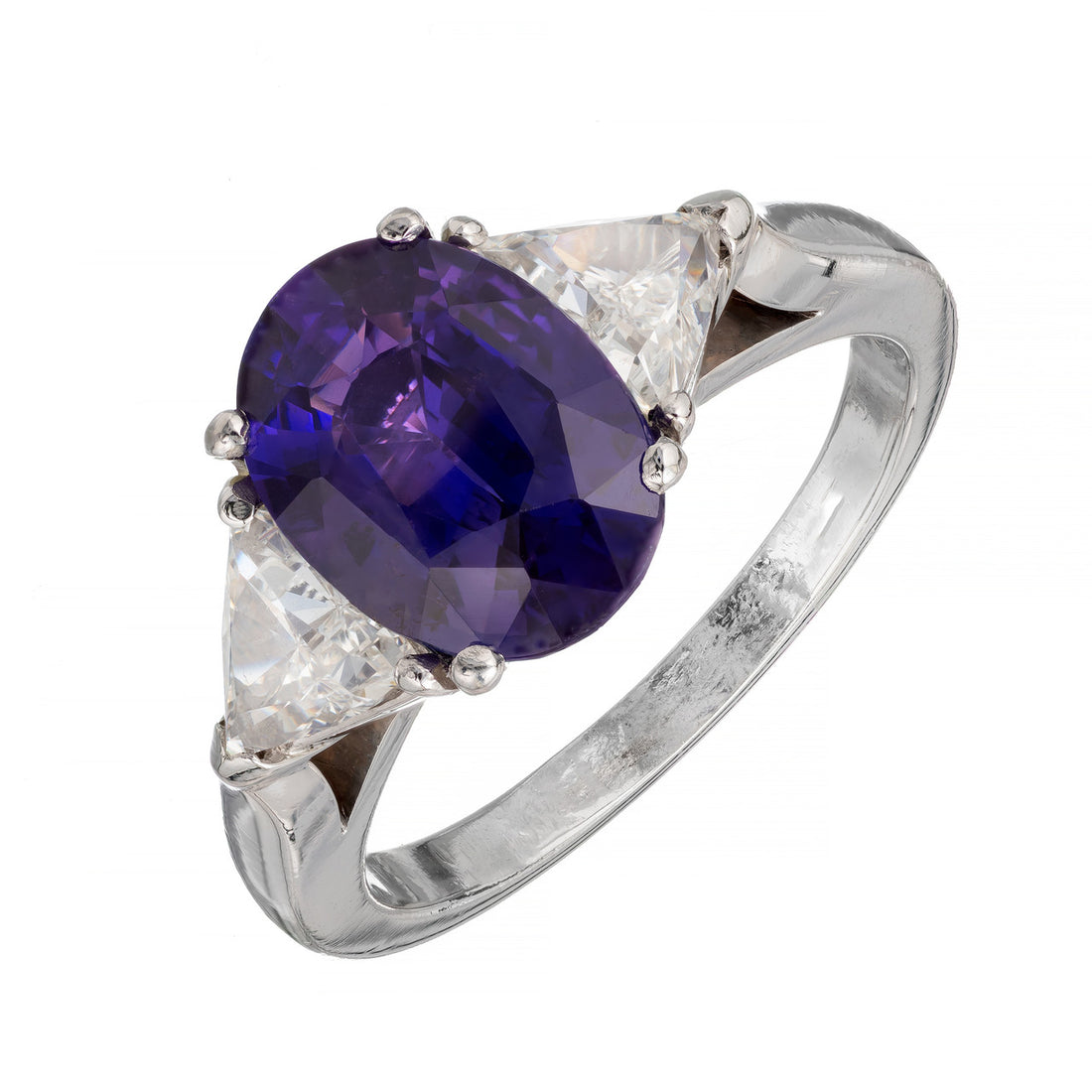 Peter Suchy GIA Certified 3.48 Carat Sapphire Diamond Platinum Engagement Ring – image 2