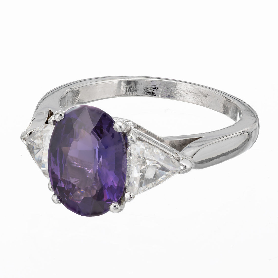 Peter Suchy GIA Certified 3.48 Carat Sapphire Diamond Platinum Engagement Ring – image 3