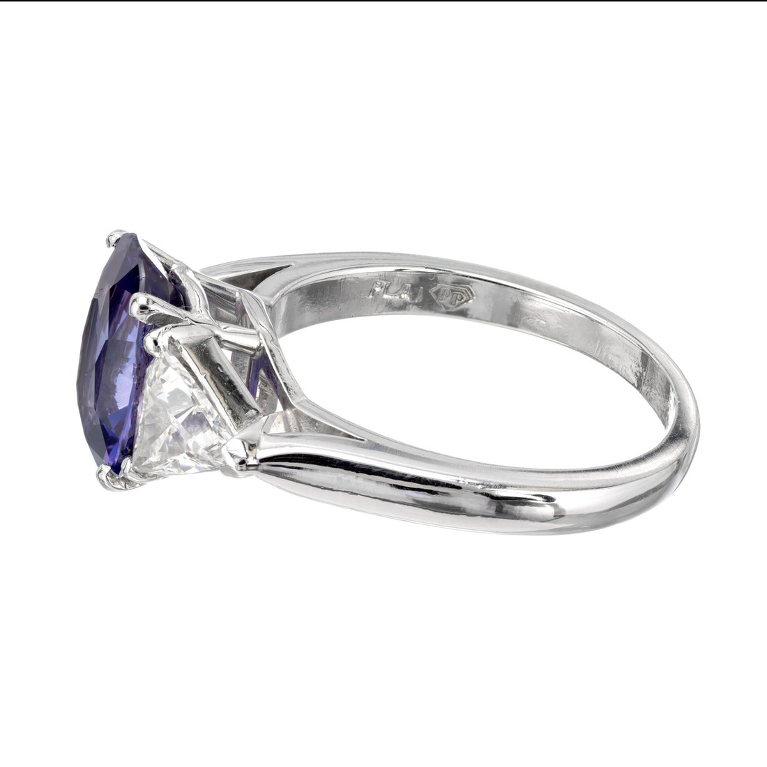Peter Suchy GIA Certified 3.48 Carat Sapphire Diamond Platinum Engagement Ring – image 4